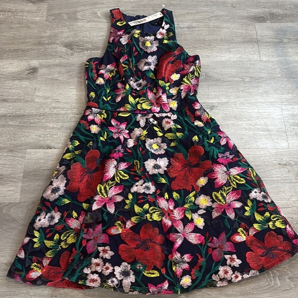 Gianni Bini Floral Embroidered Fit And Flare Dress Sz 0 Fully Lined NWT $169 - Picture 9 of 11
